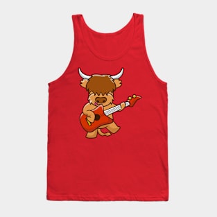 highland cow playing guitar Tank Top